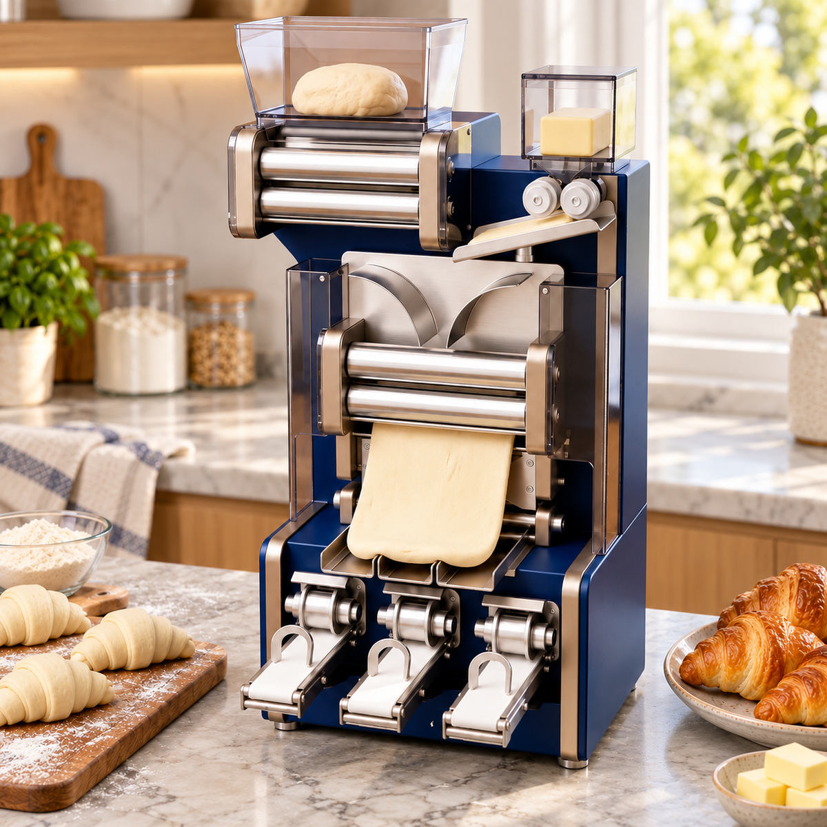 Automatic Croissant Dough Laminating & Forming Machine