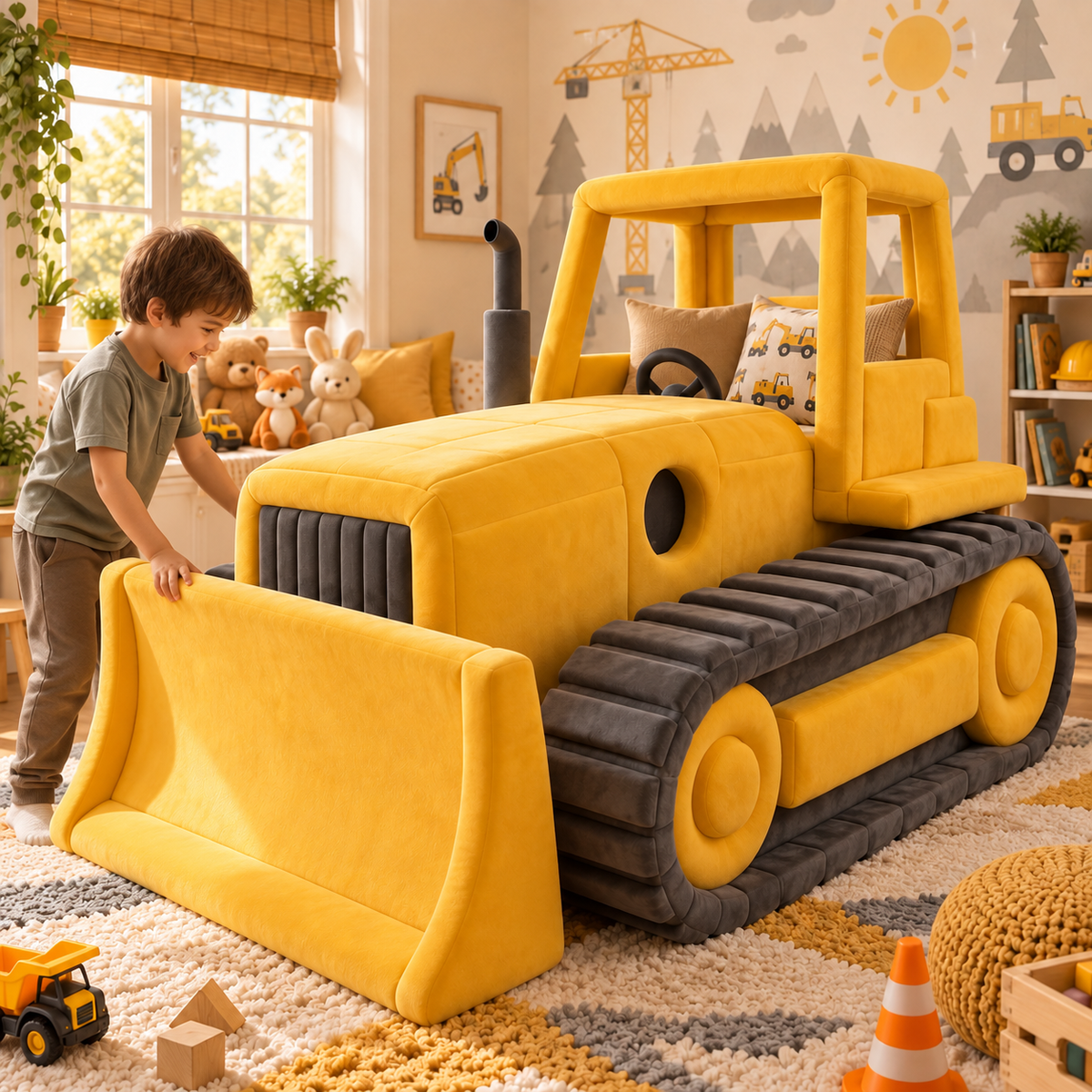 Giant Plush Bulldozer Bed