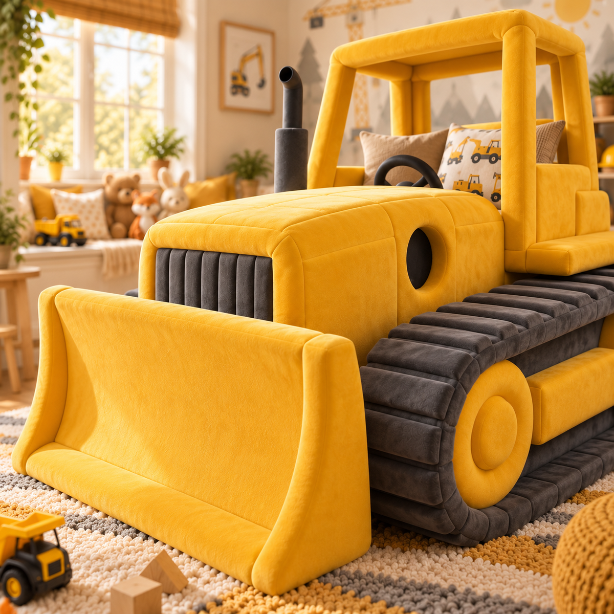 Giant Plush Bulldozer Bed