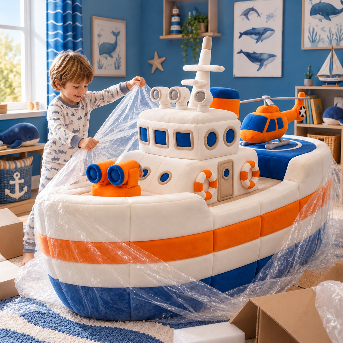 Giant Plush Rescue Boat Bed