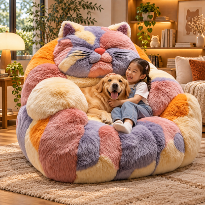 Giant Multicolor Plush Cat Lounge Chair