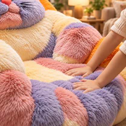 Giant Multicolor Plush Cat Lounge Chair
