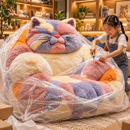 Giant Multicolor Plush Cat Lounge Chair