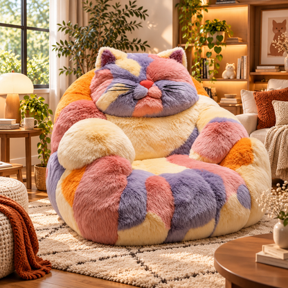 Giant Multicolor Plush Cat Lounge Chair