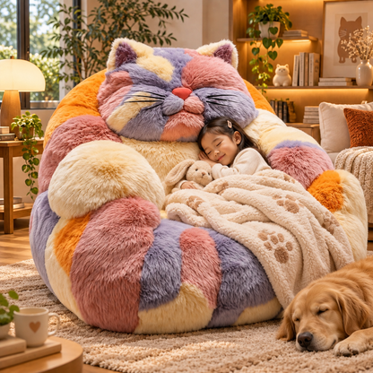 Giant Multicolor Plush Cat Lounge Chair